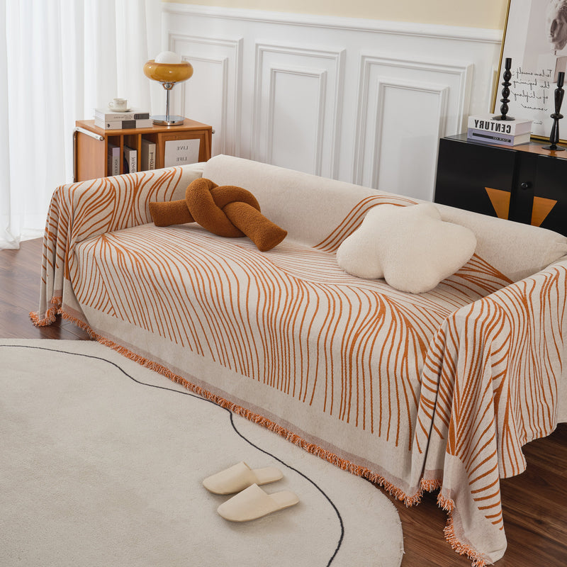 Chenille Striped Sofa Throw Blanket, Furniture Throw Covers Living Room Couch Cover, view 2