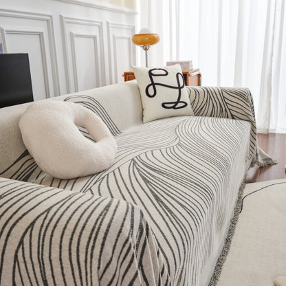 Chenille Striped Sofa Throw Blanket, Furniture Throw Covers Living Room Couch Cover