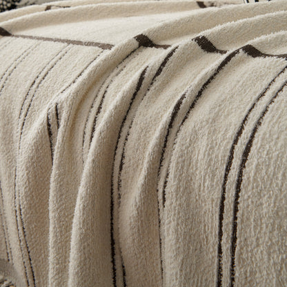Chenille Striped Floral Couch Cover Sofa Slipcover for Most Shape Sofas, Reversible Sofa Throw Cover