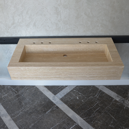 HANDCRAFTED CUSTOM TRAVERTINE SINK (TR-081)