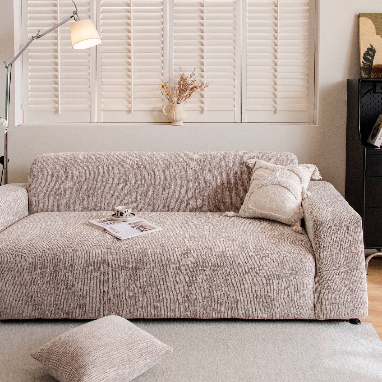 Spandex Jacquard Sofa Cover, High Stretch Crinkle Textured Couch Slipcover KAS Washable