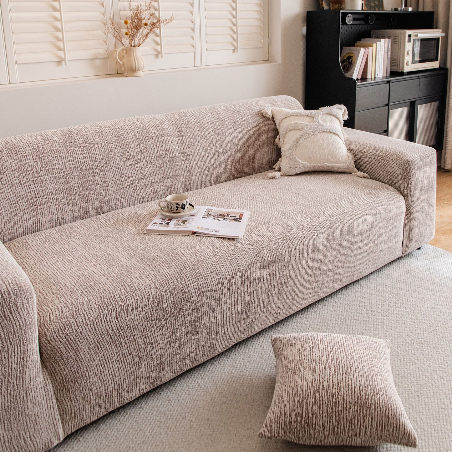 Spandex Jacquard Sofa Cover, High Stretch Crinkle Textured Couch Slipcover KAS Washable