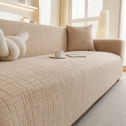 Embossed Lines Couch Covers Stretchable Non-Slip & Washable Sofa Slipcovers