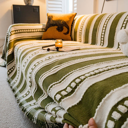 Bohemian Striped Sofa Cover, Decor Woven Throw for Couch, Loveseat, or Sectional