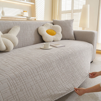 Embossed Lines Couch Covers Stretchable Non-Slip & Washable Sofa Slipcovers