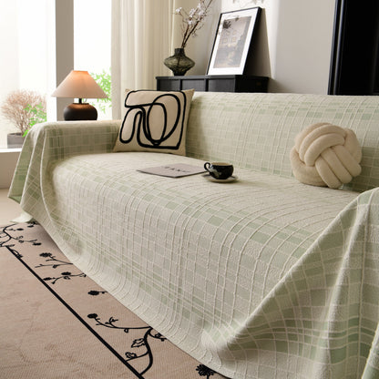 Sofa Cover Throw with Subtle Textured Stripes Lightweight Smooth Couch Slipcover
