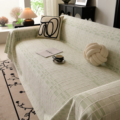 Sofa Cover Throw with Subtle Textured Stripes Lightweight Smooth Couch Slipcover