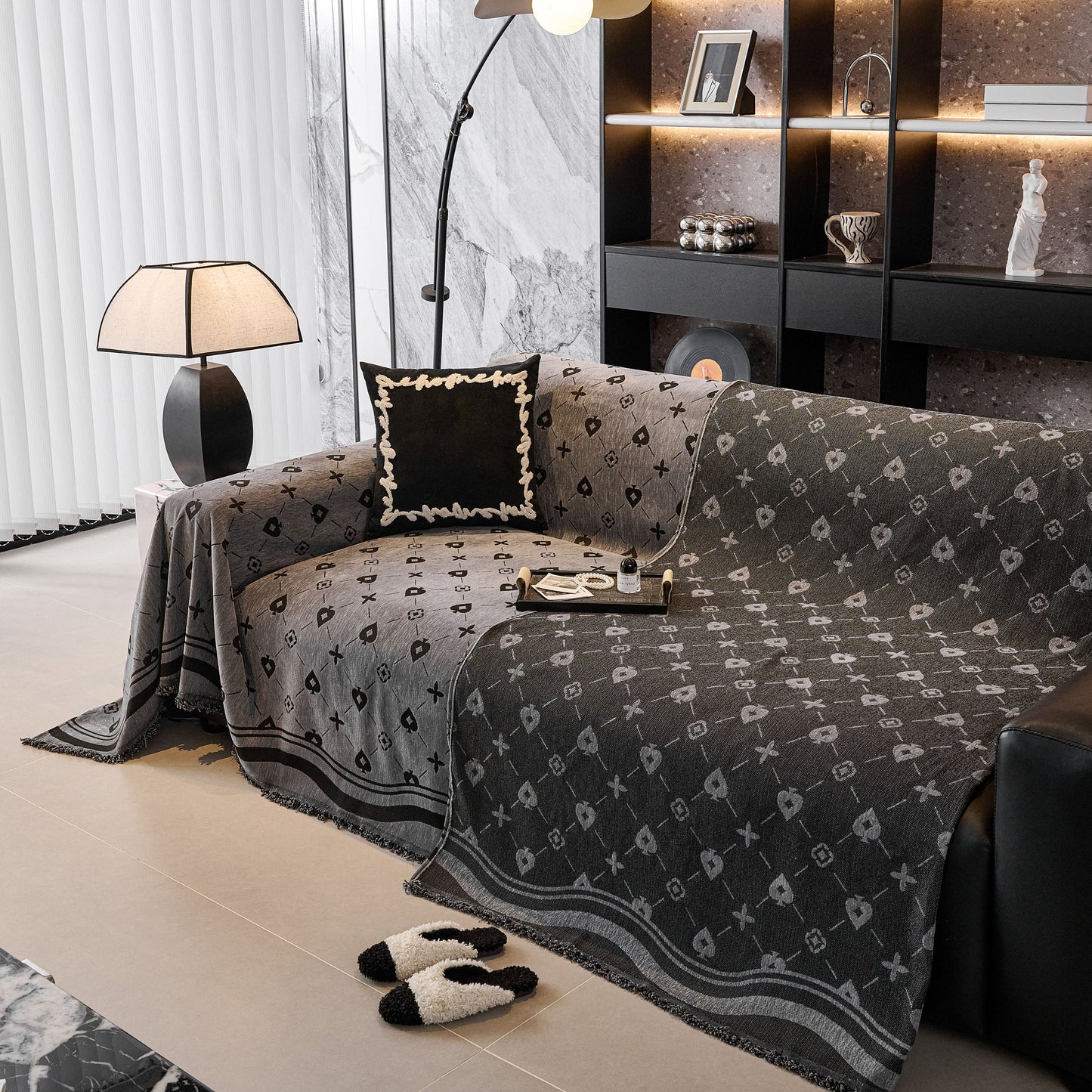 Chenille Jacquard Sofa Throw Cover Blanket, Luxury Thick Woven Couch Cover for Sofa