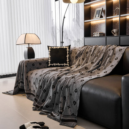 Chenille Jacquard Sofa Throw Cover Blanket, Luxury Thick Woven Couch Cover for Sofa