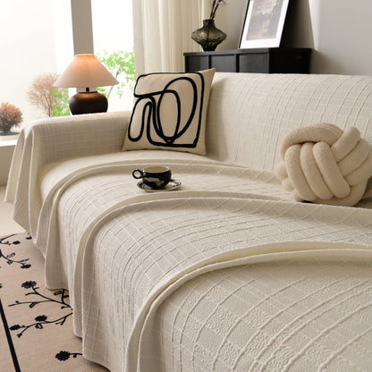 Sofa Cover Throw with Subtle Textured Stripes Lightweight Smooth Couch Slipcover