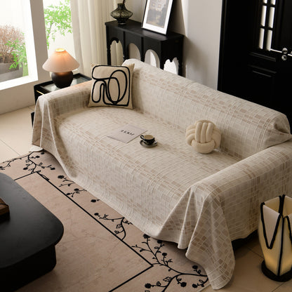 Sofa Cover Throw with Subtle Textured Stripes Lightweight Smooth Couch Slipcover