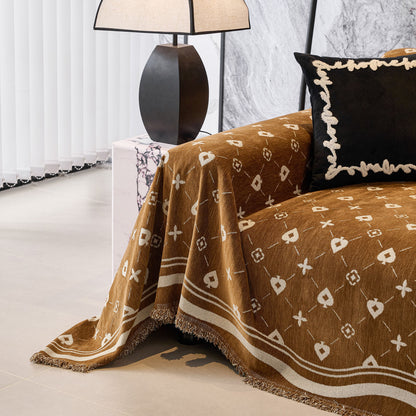 Chenille Jacquard Sofa Throw Cover Blanket, Luxury Thick Woven Couch Cover for Sofa
