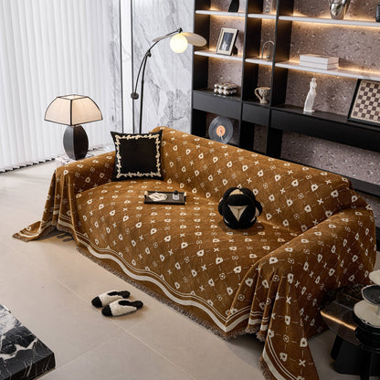 Chenille Jacquard Sofa Throw Cover Blanket, Luxury Thick Woven Couch Cover for Sofa