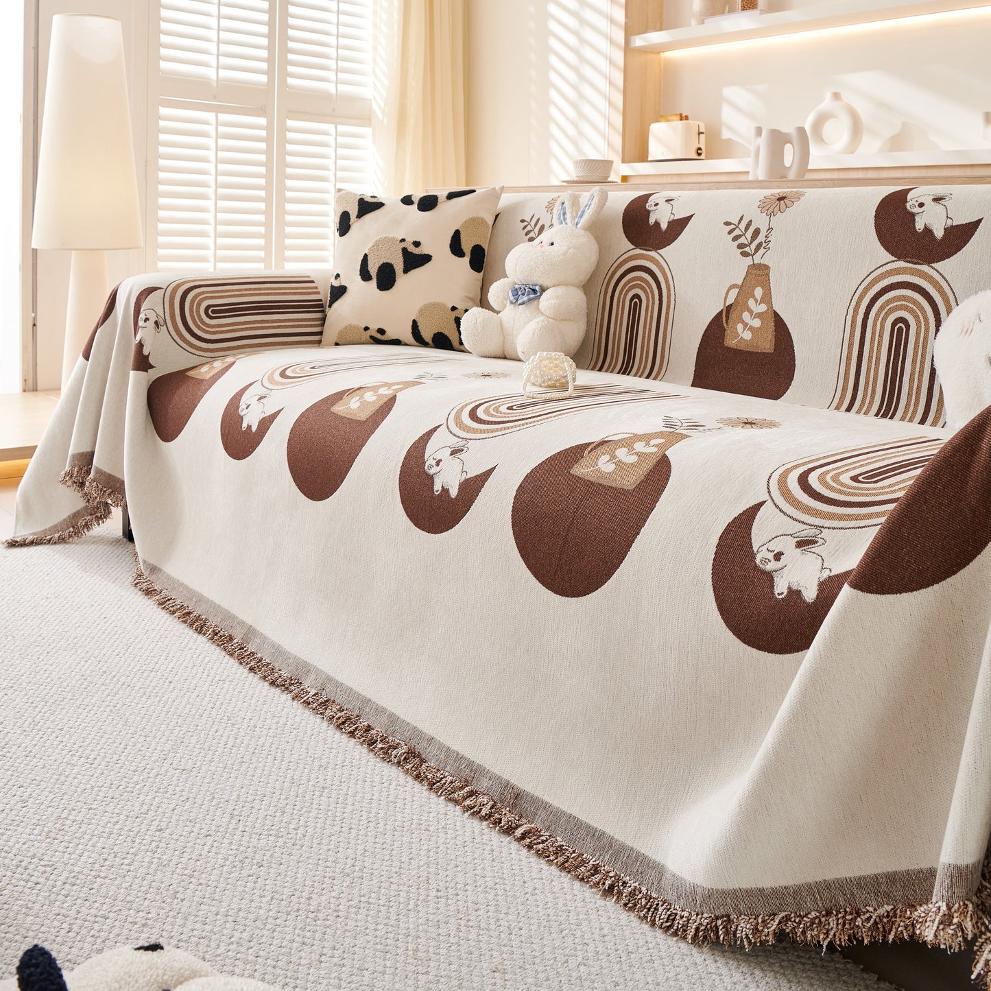 Decorative Throw Blankets for Couch Reversible Chenille Furniture Throw Covers for Sectional Sofa