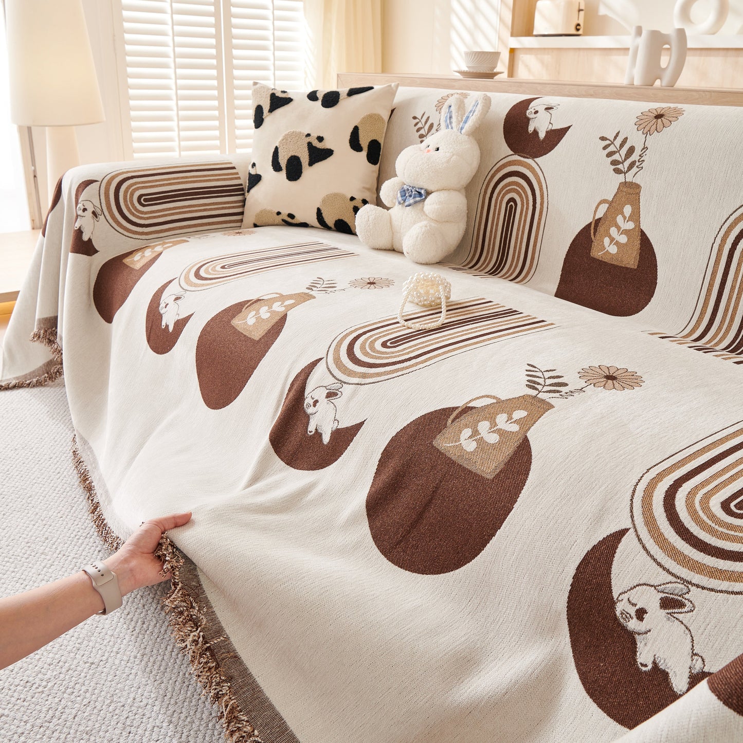 Decorative Throw Blankets for Couch Reversible Chenille Furniture Throw Covers for Sectional Sofa