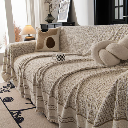 Textured Woven Furniture Protector for Couch, Rustic Farmhouse Sofa Throw Blanket