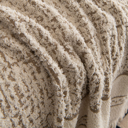 Textured Woven Furniture Protector for Couch, Rustic Farmhouse Sofa Throw Blanket