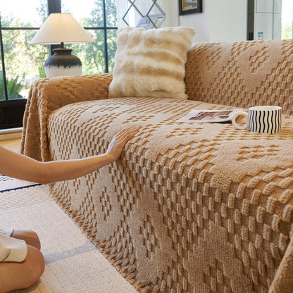 Thickened 3D Plush Premium Living Spaces Couch Covers Soft and Warm Couch Protector Blanket