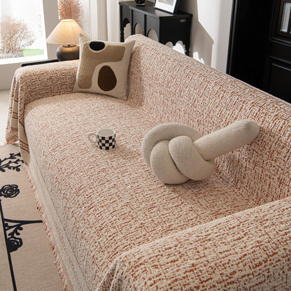 Textured Woven Furniture Protector for Couch, Rustic Farmhouse Sofa Throw Blanket