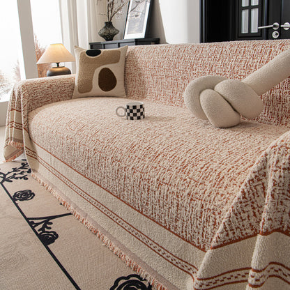 Textured Woven Furniture Protector for Couch, Rustic Farmhouse Sofa Throw Blanket