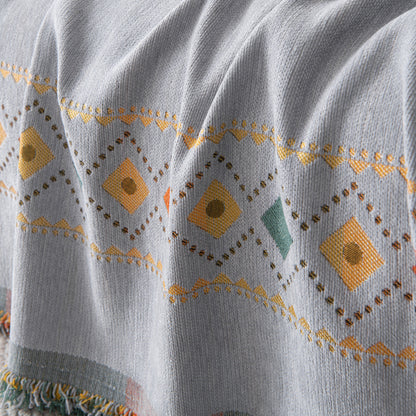 Bohemian Geometric Sofa Throw Cover, Cozy & Protective Ethnic-Inspired Couch Cover