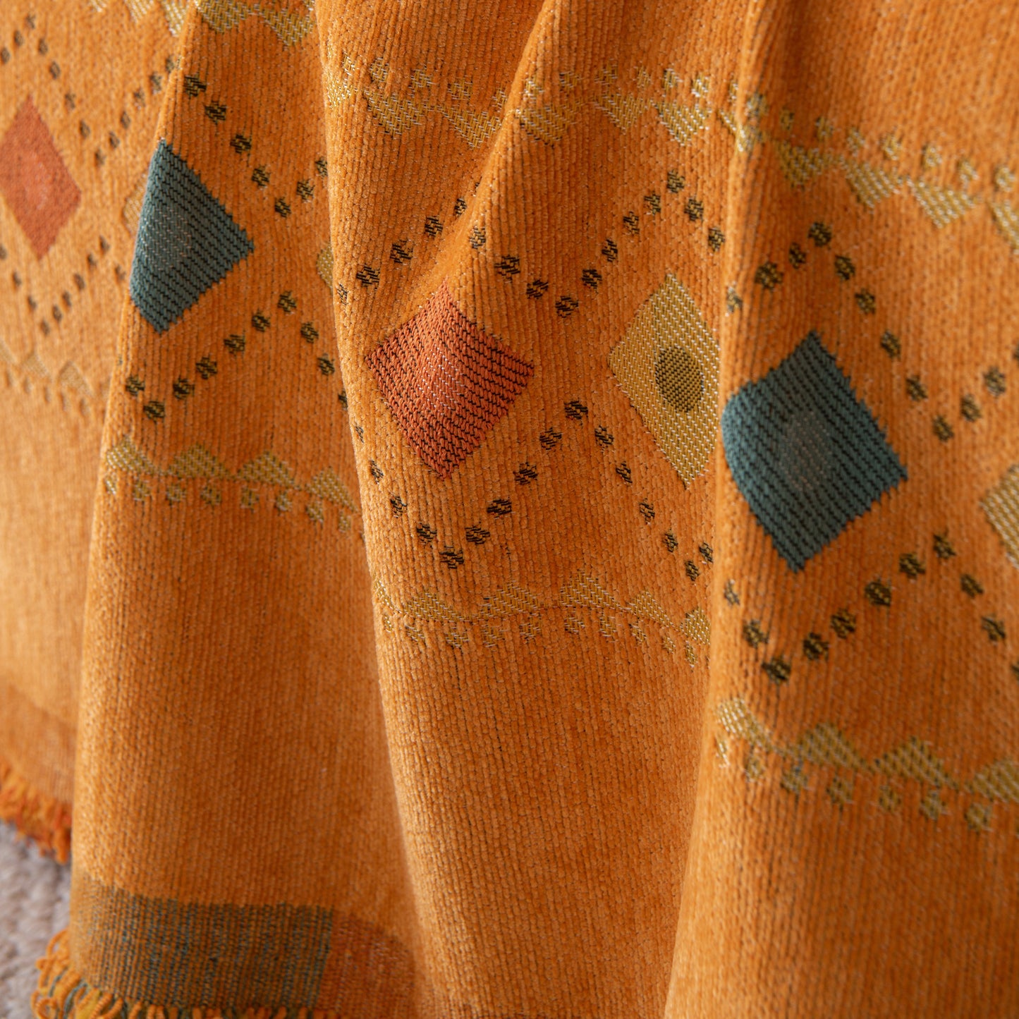Bohemian Geometric Sofa Throw Cover, Cozy & Protective Ethnic-Inspired Couch Cover