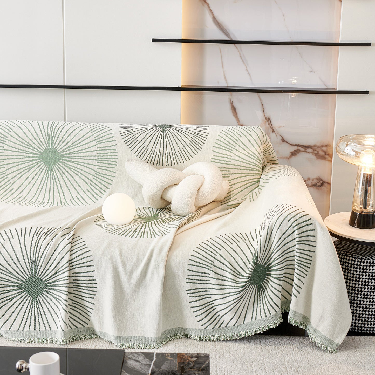 Dandelion Reversible Striped Couch Throw Cover for Living Room Pet Sofa Slipcovers Couch Protector