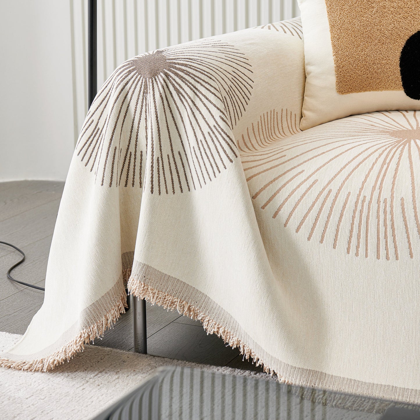 Dandelion Reversible Striped Couch Throw Cover for Living Room Pet Sofa Slipcovers Couch Protector