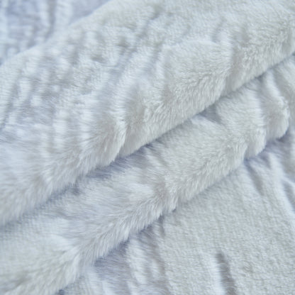 Plush Faux Fur Warm Sofa Cover with Waves Jacquard Textured Throw Blankets for Couch