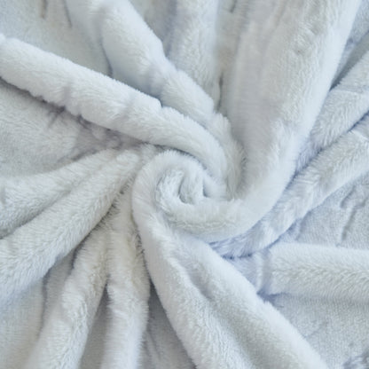 Plush Faux Fur Warm Sofa Cover with Waves Jacquard Textured Throw Blankets for Couch