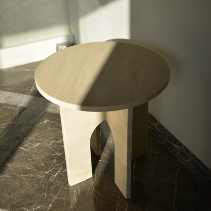 Travertine Marble Coffee Table, Round Marble Coffee Table, Luxury Side Table, Elegant Coffee Table for Living Room, Marble Side Table