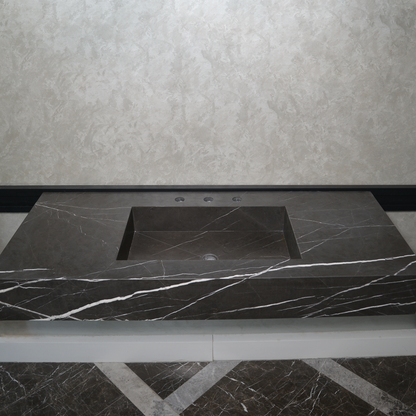 HANDCRAFTED CUSTOM PIETRA GREY MARBLE SINK (NS-081)