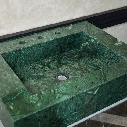 HANDCRAFTED VERDE GUATEMALA CUSTOM MARBLE SINK (NS-079)