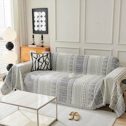 Chenille Sofa Cover Throw Blanket, Boho Geometric Scratch Proof Couch Protector