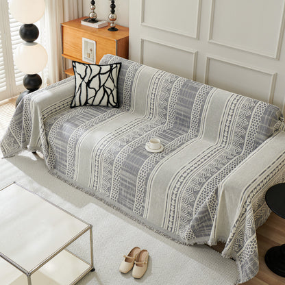 Chenille Sofa Cover Throw Blanket, Boho Geometric Scratch Proof Couch Protector