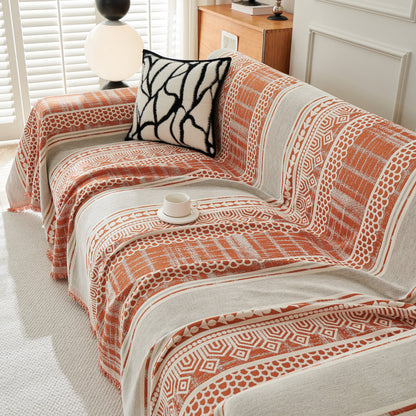 Chenille Sofa Cover Throw Blanket, Boho Geometric Scratch Proof Couch Protector