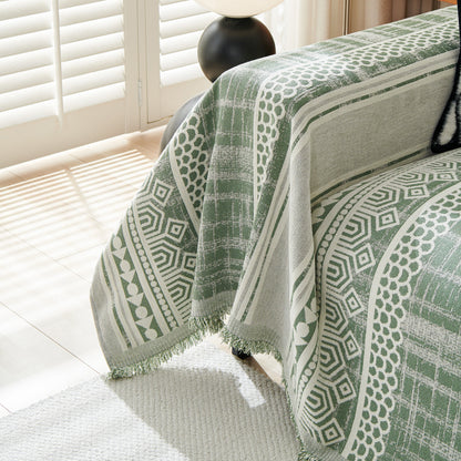 Chenille Sofa Cover Throw Blanket, Boho Geometric Scratch Proof Couch Protector
