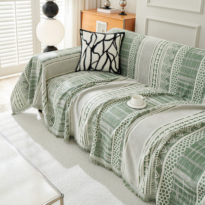 Chenille Sofa Cover Throw Blanket, Boho Geometric Scratch Proof Couch Protector