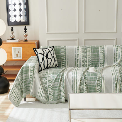 Chenille Sofa Cover Throw Blanket, Boho Geometric Scratch Proof Couch Protector