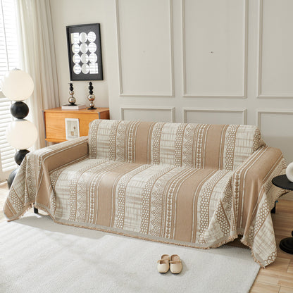 Chenille Sofa Cover Throw Blanket, Boho Geometric Scratch Proof Couch Protector