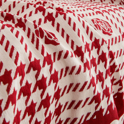 Chenille Houndstooth Sofa Throw Cover, Scratch Proof Cozy Throw Blankets for Couch
