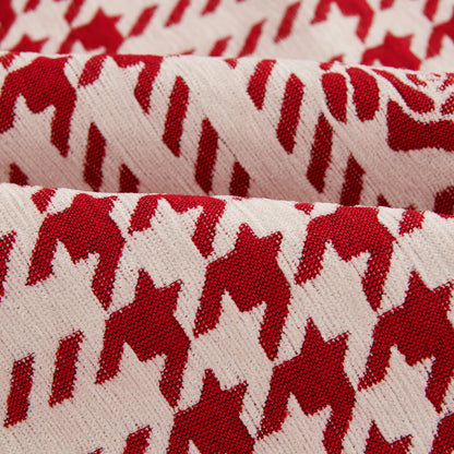 Chenille Houndstooth Sofa Throw Cover, Scratch Proof Cozy Throw Blankets for Couch