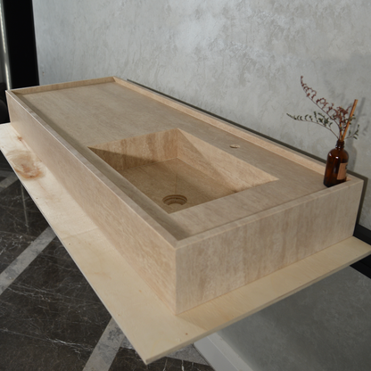 Handcrafted Custom Travertine Sink (TR-087)