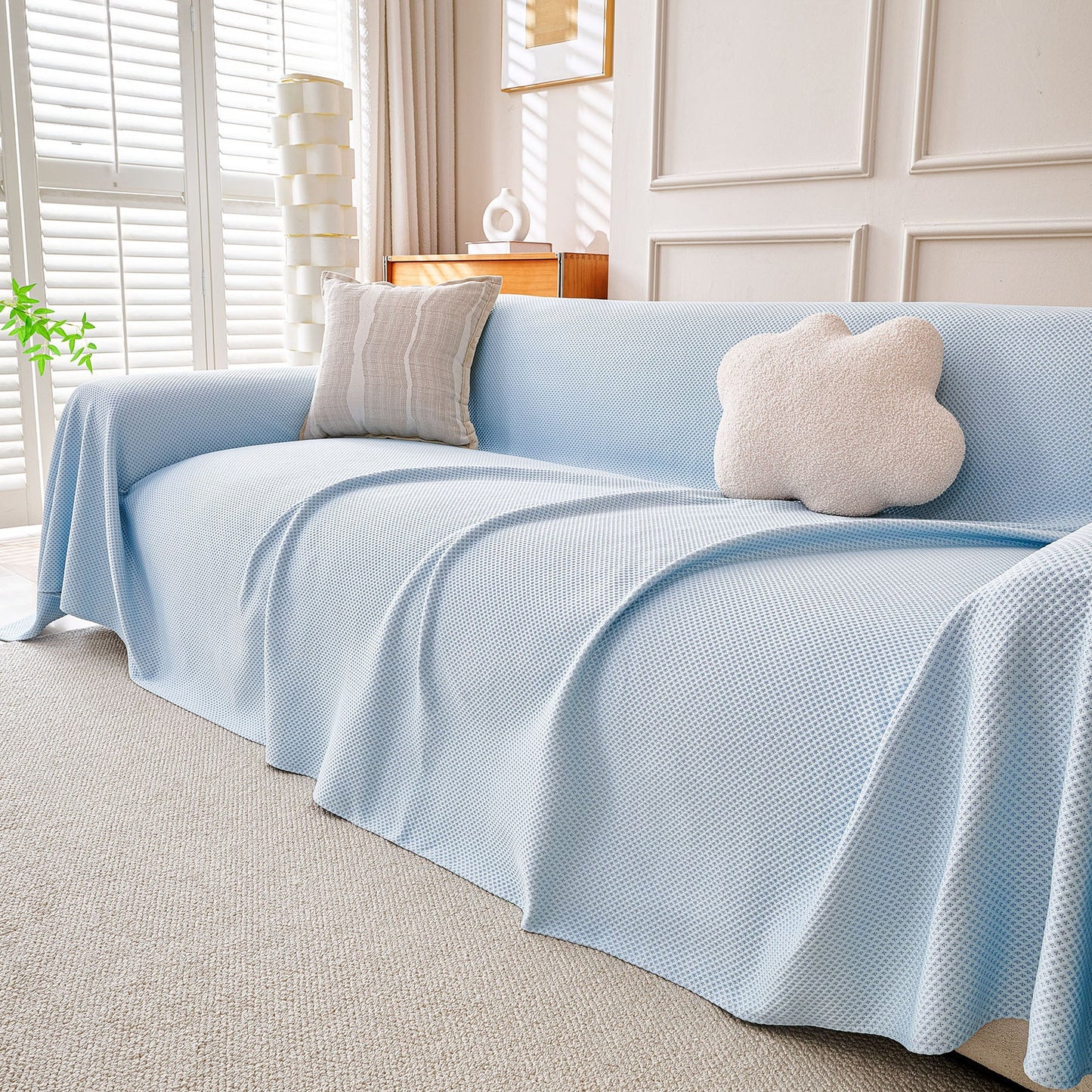 Cooling Ice Silk Knit Couch Cover, Breathable Pet Friendly Soft Throw Cover for Sofas