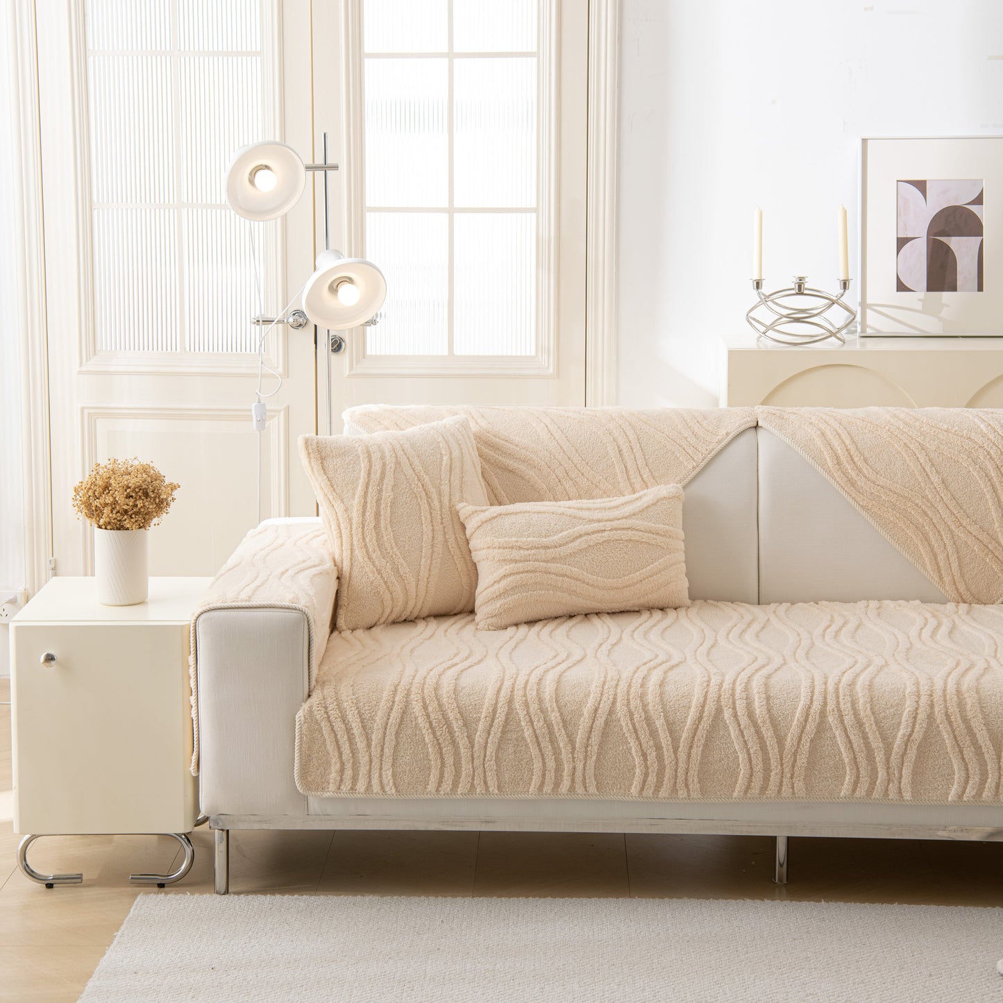 Winter Thickened Non-slip Blanket, Three-Dimensional Embossed Cotton Velvet Sofa Cover