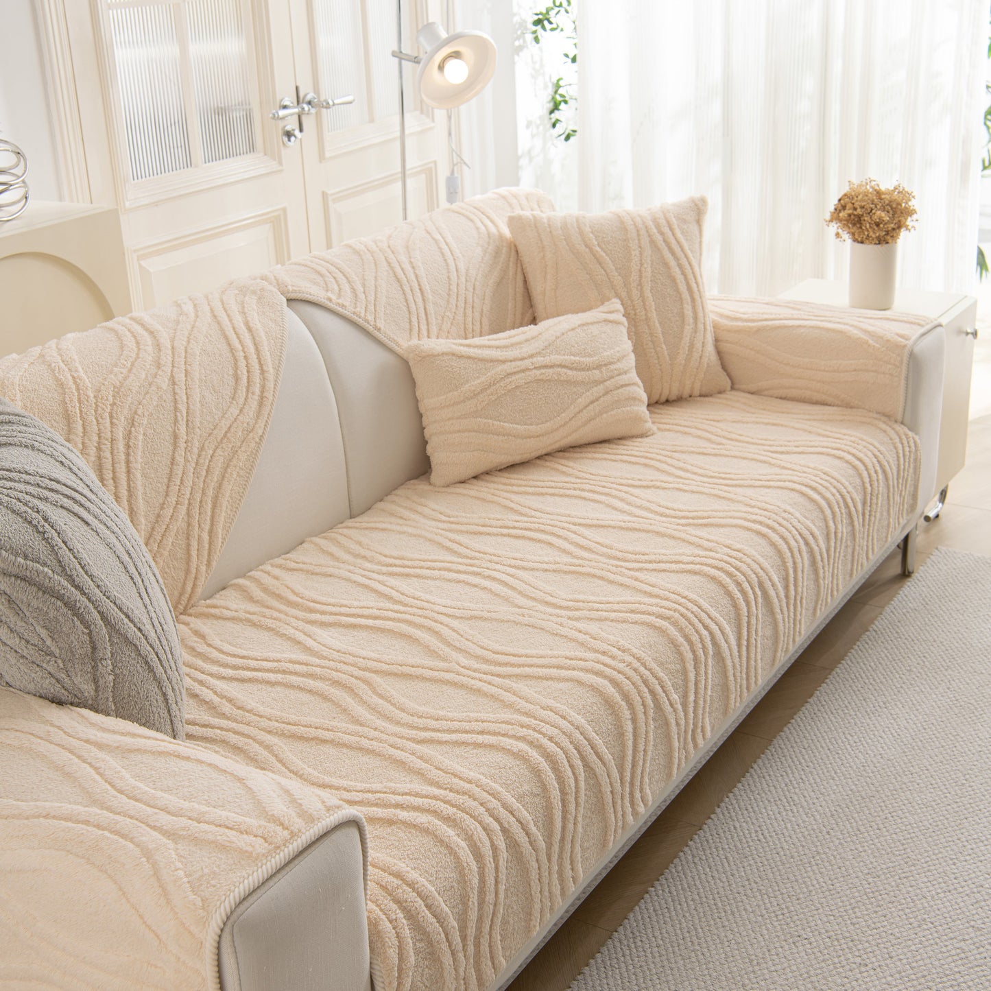 Winter Thickened Non-slip Blanket, Three-Dimensional Embossed Cotton Velvet Sofa Cover