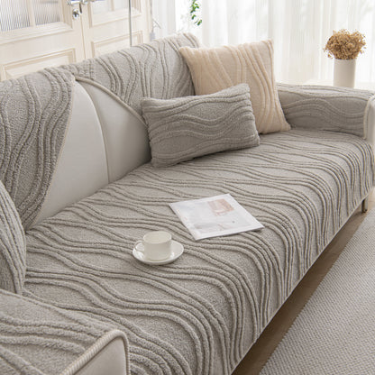 Winter Thickened Non-slip Blanket, Three-Dimensional Embossed Cotton Velvet Sofa Cover