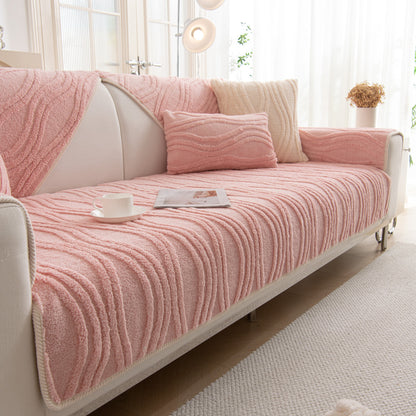 Winter Thickened Non-slip Blanket, Three-Dimensional Embossed Cotton Velvet Sofa Cover