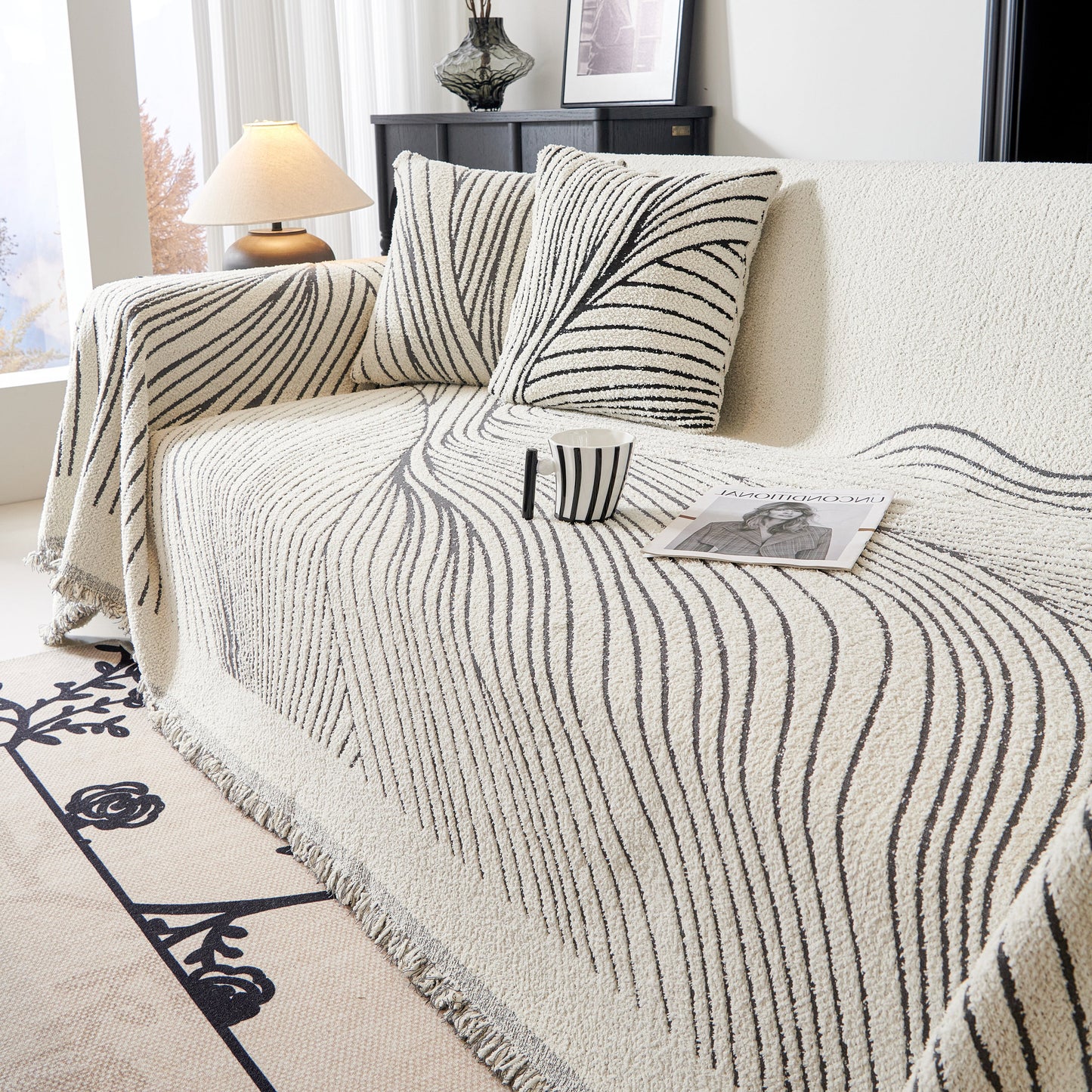 Cozy Striped Sofa Throw Blanket L Shaped Sectional Couch Covers Luxury Throws for Sofas