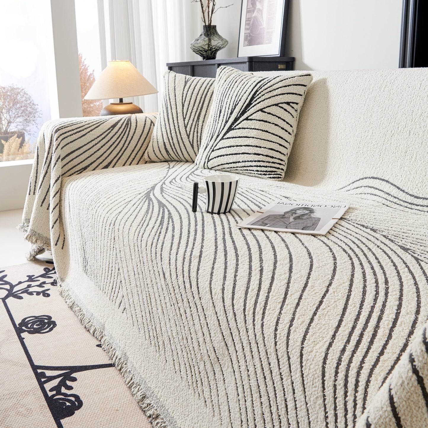 Cozy Striped Sofa Throw Blanket L Shaped Sectional Couch Covers Luxury Throws for Sofas